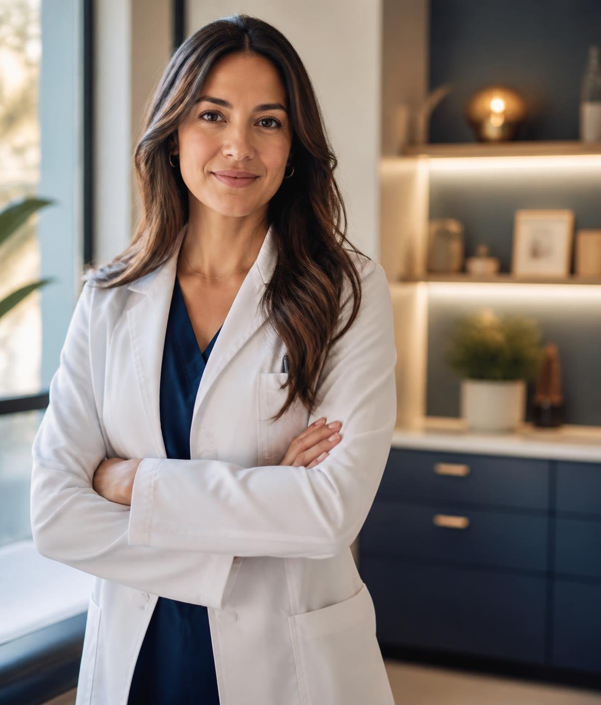Physician at her desk in an independent medical practice